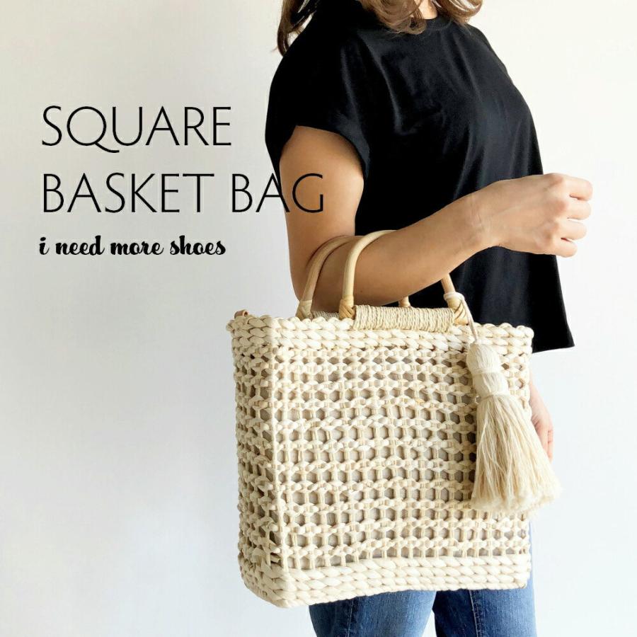 スクエアバスケットバッグ カゴバッグ 50代 カゴ ショルダー ナチュラル ハンドバッグ ハンドル バッグ バンブー ベージュ レディース 夏 春 籠バッグ 軽量 最大65 オフ ショルダー