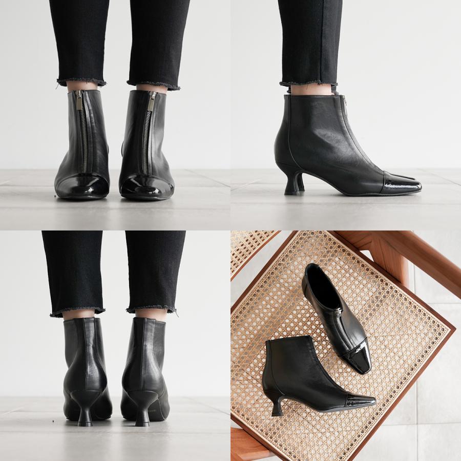 トゥキャップ デザイン ショートブーツ ブーツ レディース 5cmヒール