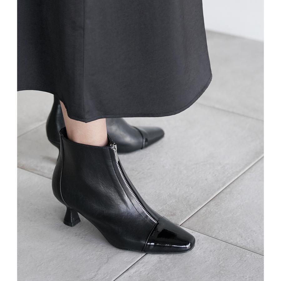 トゥキャップ デザイン ショートブーツ ブーツ レディース 5cmヒール