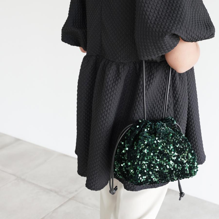 値下　LALIQUE 深緑のスパンコール パーティーバッグ 値下 LALIQUE 深緑のスパンコール パーティーバッグ 値下