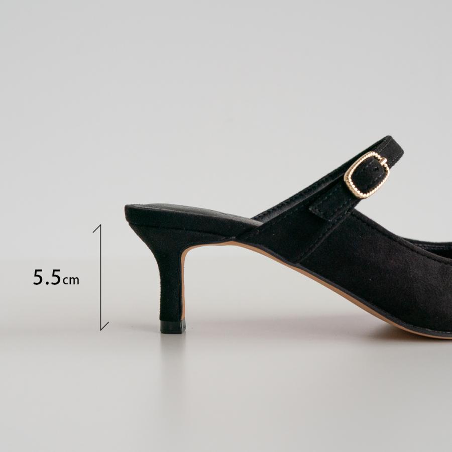 ミュール サンダル 5.5cm ストラップミュール レディース ピンヒール