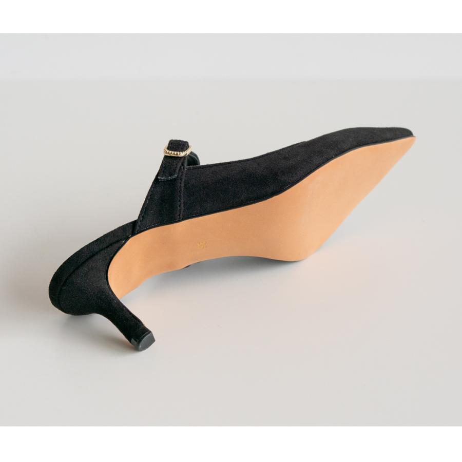 極美品・レア！NEOUS 黒 スエード ミュール 約6cmヒール ミュール サンダル 5.5cm ストラップミュール レディース