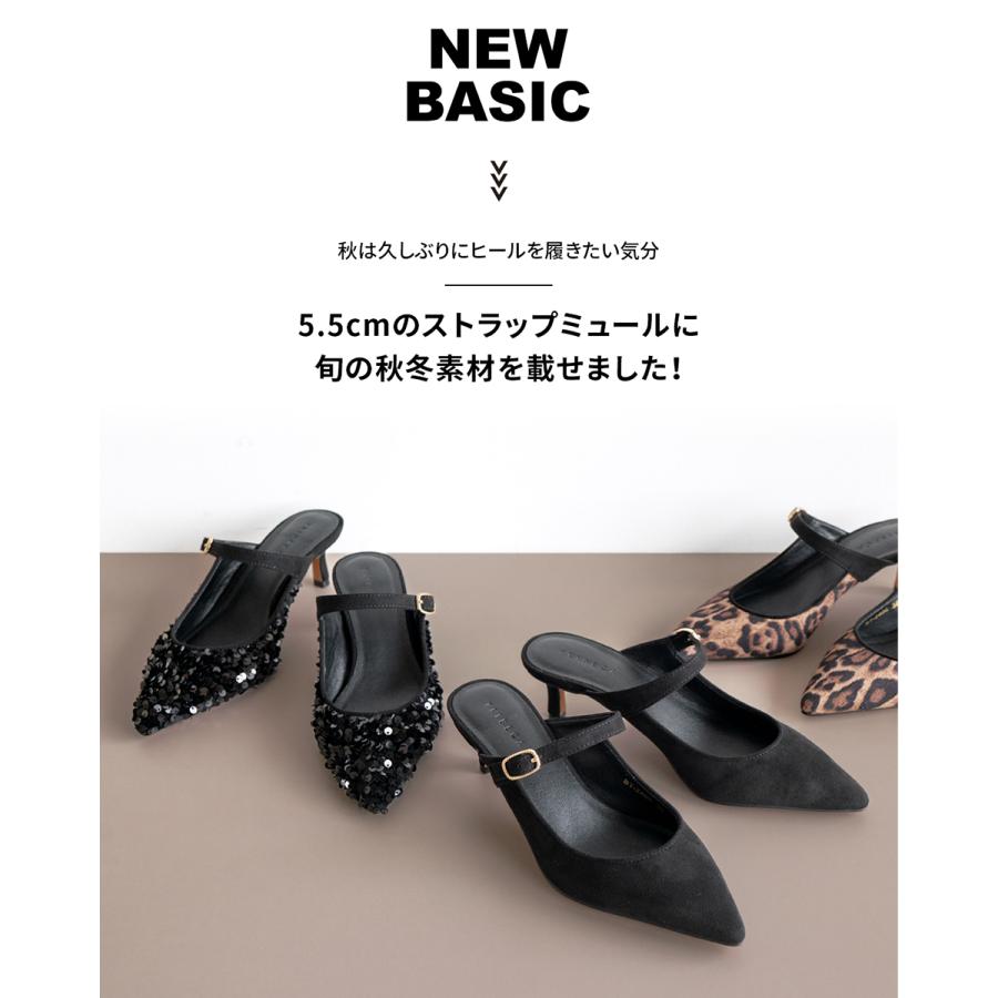 ミュール サンダル 5.5cm ストラップミュール レディース ピンヒール