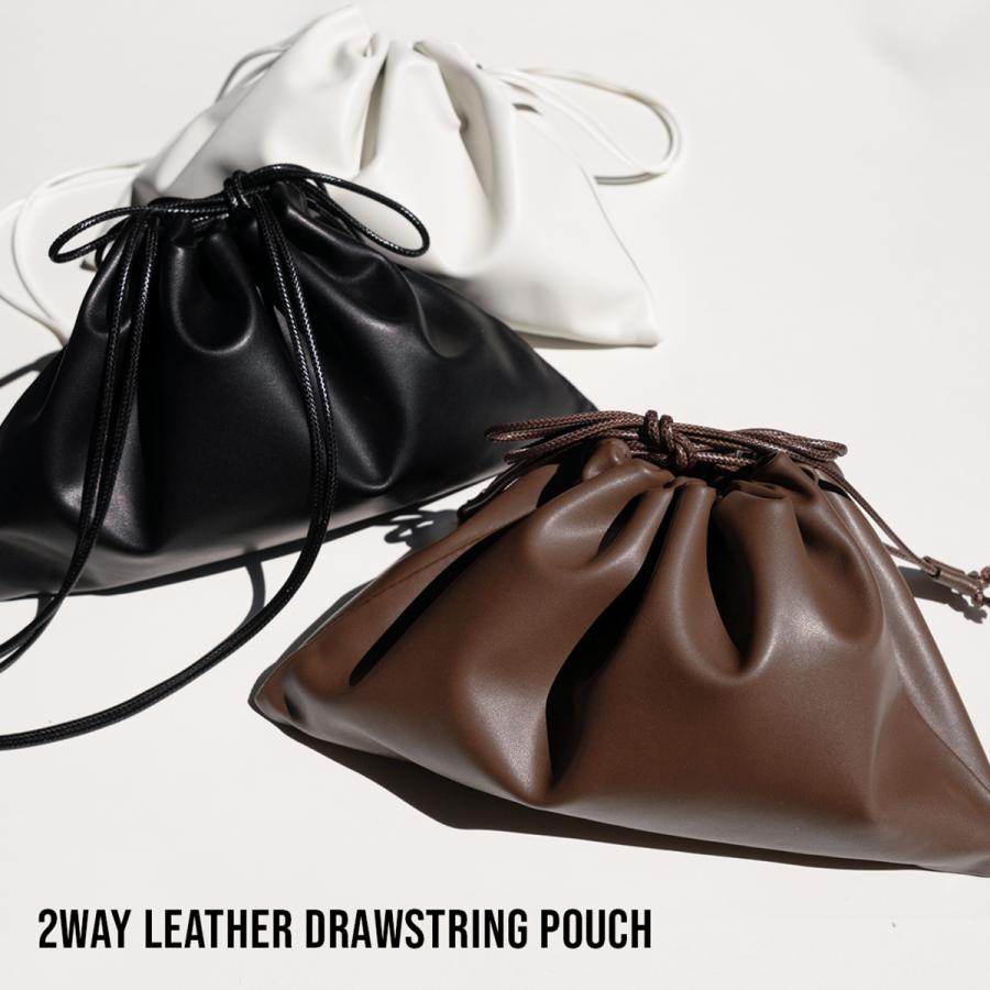 本革 バッグ レディース 巾着バッグ ショルダーバッグ 2WAY 斜めがけ