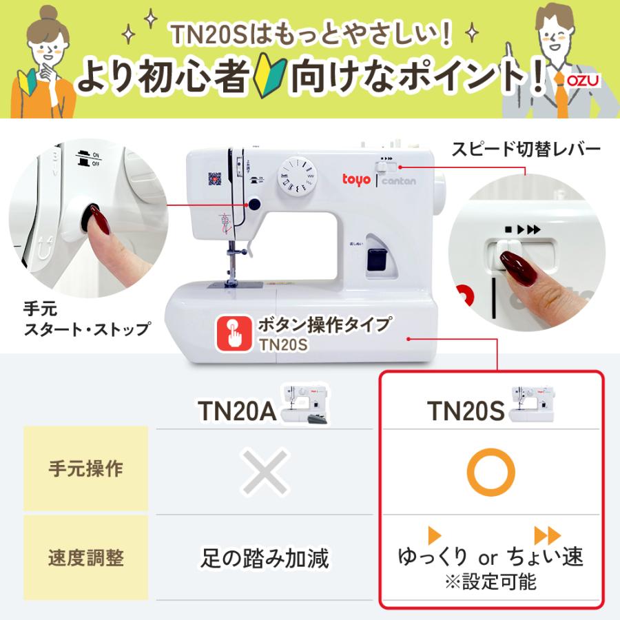 【新発売】簡単 安い ミシン 初心者 軽量 コンパクト 垂直釜 電動ミシン TOYO CANTAN TN20A TN20Sの画像