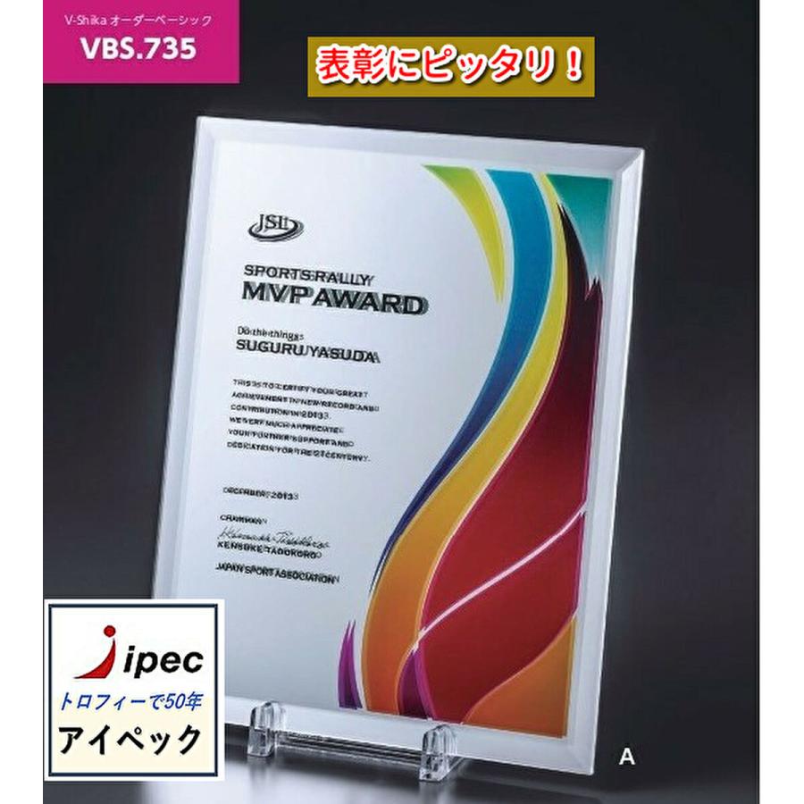 盾 高さ21cm Bサイズ 記念品 カラープリント 表彰楯VBS-735B