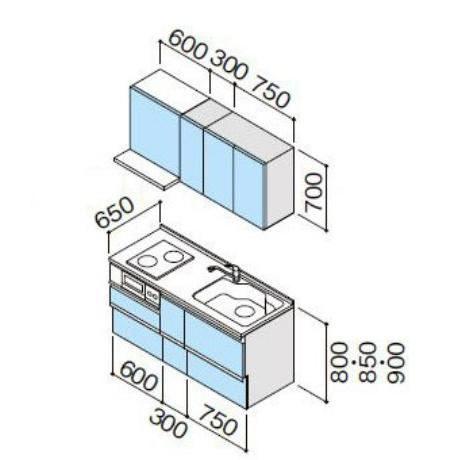 クリナップ　ラクエラ　I　間口165cm　(シンシアシリーズ)　システムキッチン　型　W1650　スライド収納プラン