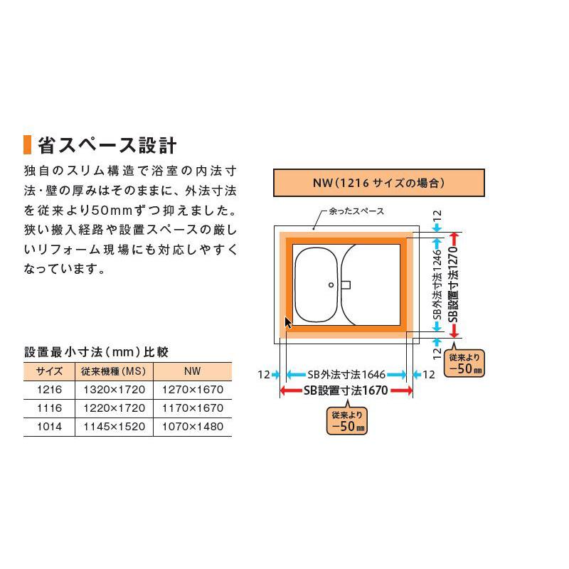 ハウステック NWBシリーズ 1216サイズ マンション用ユニットバス NWB1216 集合住宅向け リフォーム用｜i-port-shop｜05