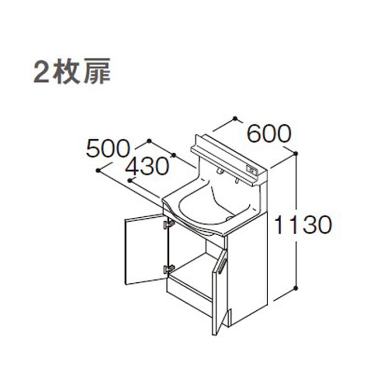 オクターブ（TOTO） TOTO オクターブスリム 間口600mm 2枚扉 水栓