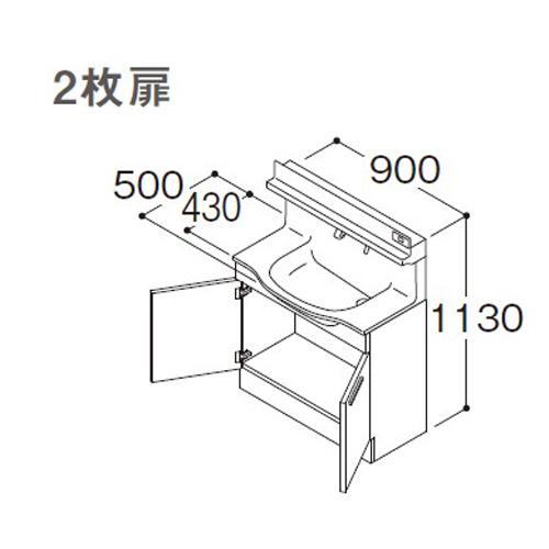 オクターブ（TOTO） TOTO オクターブスリム 間口900mm 2枚扉 水栓