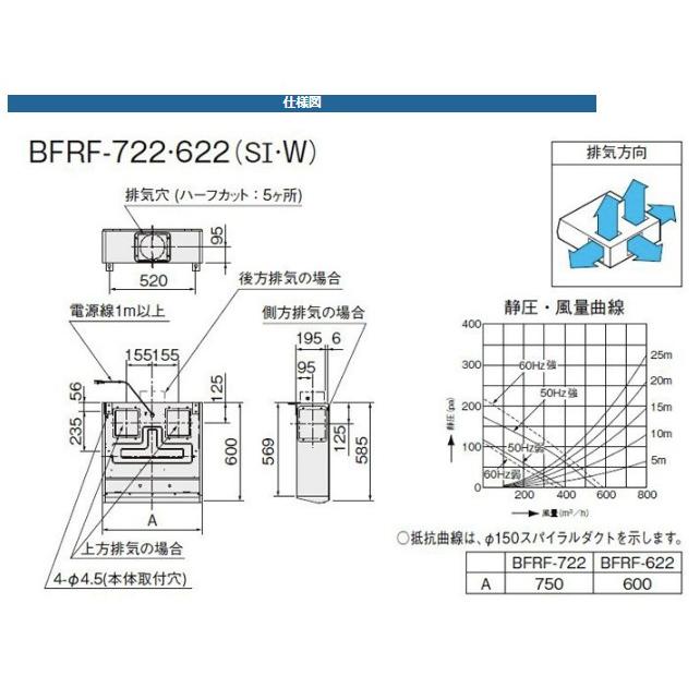 レンジフード 750 LIXIL BFRFシリーズ ターボファン 間口75cm