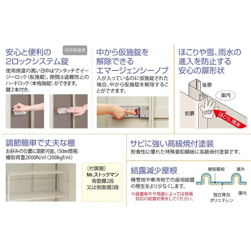 田窪工業所 mr.ストックマン ダンディ 物置 ND-2012 タクボ 背面棚