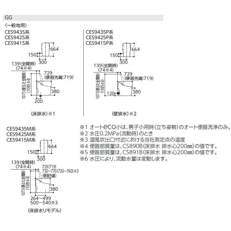 TOTO GG CES9435PR ウォシュレット一体形便器 壁排水 排水芯 TOTO GG CES9435PR ウォシュレット一体形便器 壁排水 排水芯