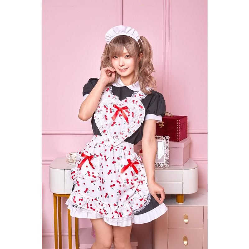 1点までメール便も可能) ハートフリルエプロン チェリー /セクシー