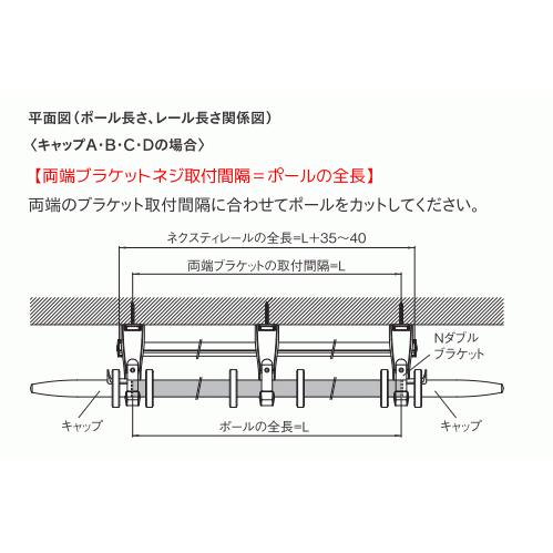 トーソー カーテンレール ノルディ25 ネクスティダブル正面付 Aセット Bセット Cセット 1.20m アッシュ/オーク/チェリー/ウォールナット_13