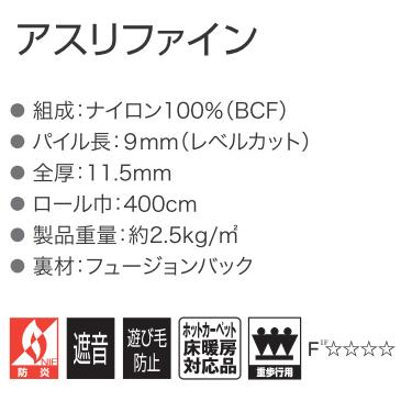 アスワン Wall to Wall カーペット アスリファイン（5カラー）ヨコ321〜340cm×タテ181〜200cm