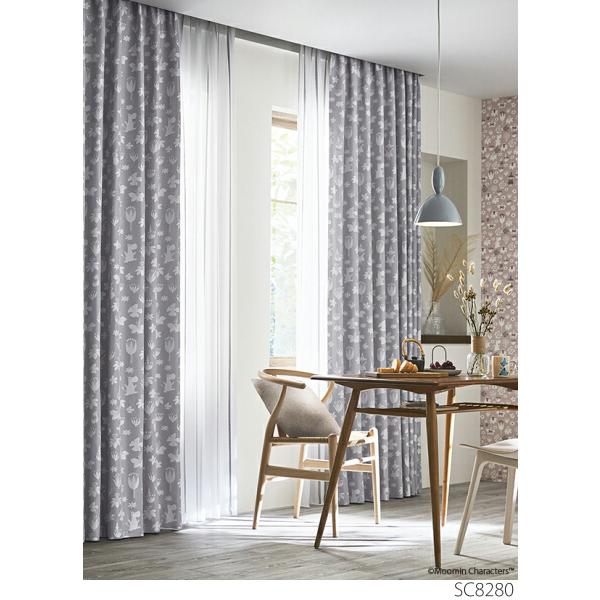 ムーミン（サンゲツ）オーダーカーテン SC8280〜SC8281 巾100×丈121〜140cm（2枚入） SS仕様（スタンダード）約1.5倍ヒダ（本縫い）裾：折返し