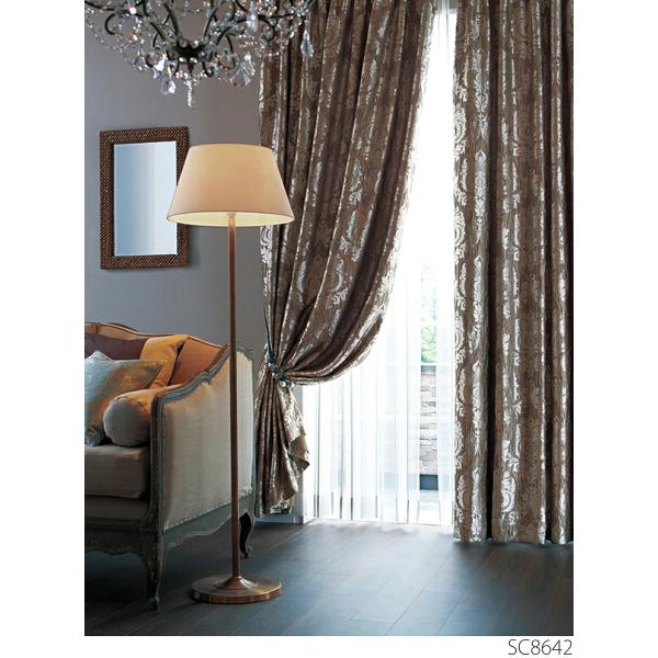 サンゲツ オーダーシアーカーテン SC8642〜SC8643 巾100×丈81〜100cm（2枚入） SS仕様（スタンダード）約2倍ヒダ（本縫い）裾：折返し