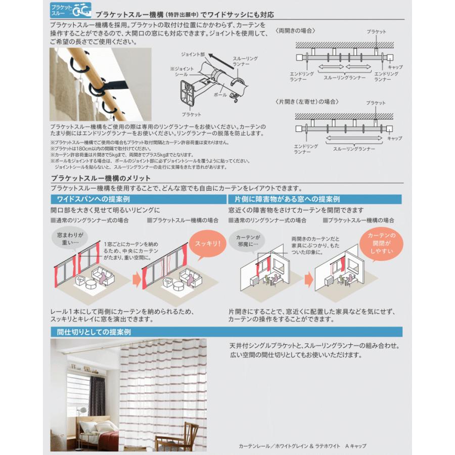 トーソー カーテンレール ヴィンクス22 ブラケットスルー ダブル正面付 Bセット 1.20m_5