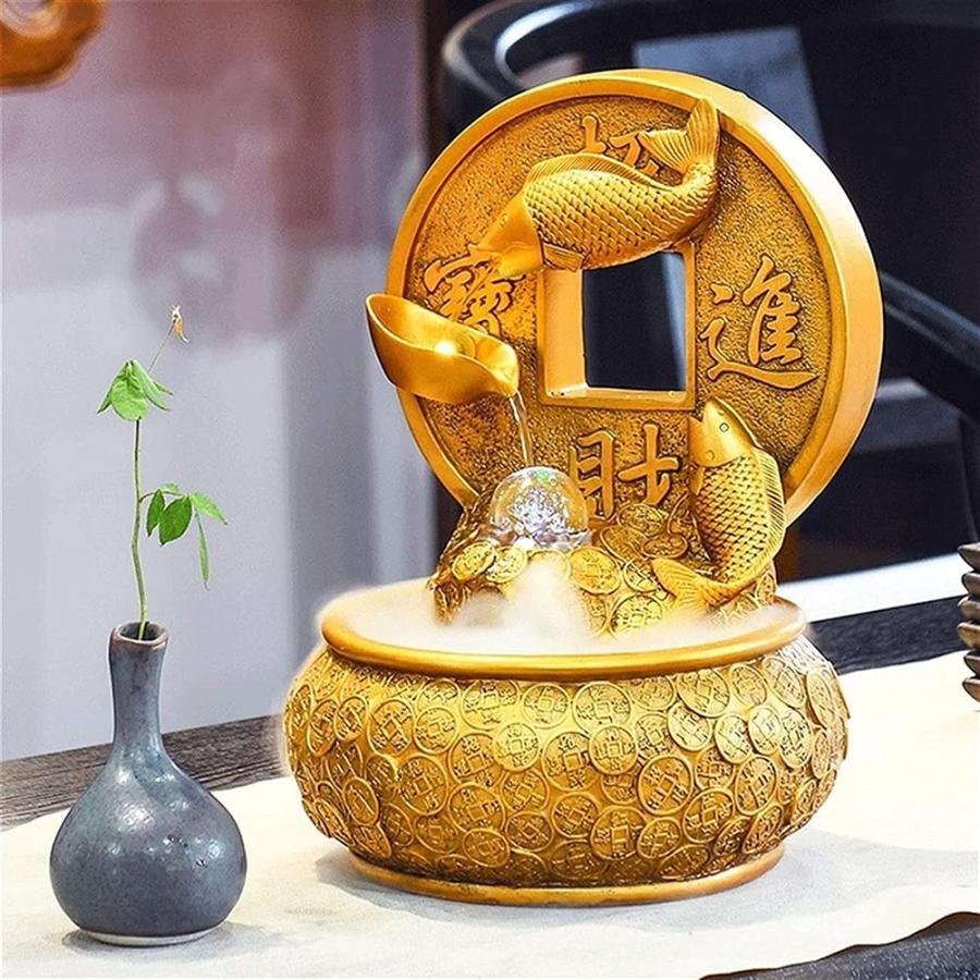 期間セール ！ 風水ホイール装飾 インゴット卓上噴水室内噴水 宝鉢 インテリア噴水 卓上噴水の装飾、現金牛の屋内噴水水中ポンプ屋内装飾のなだめるようなリラクゼーション 卓 【Z3327062599】(17021円)