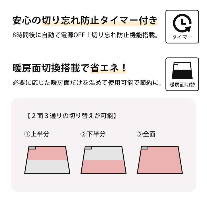 ホットカーペット 3畳 セット カバー付き ラグ ジェニフ 約180×240cm 電気カーペットセット 3畳用 無地 タイマー付き