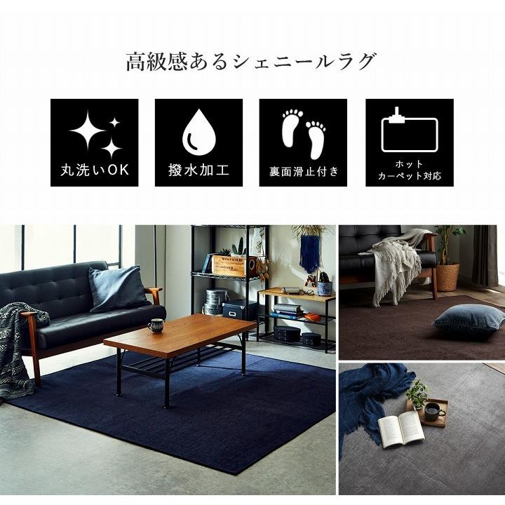 イケヒコ シェニールラグ200×250 シェニールラグ シェニフ 無地 シンプル オールシーズン 軽量 ノン