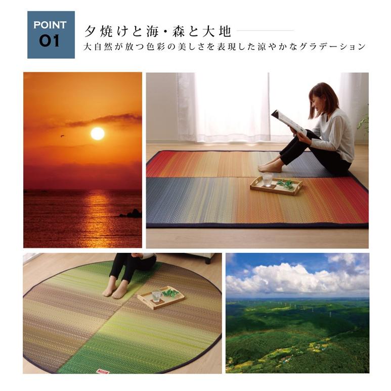 い草ラグ 純国産 デニム Fジョイ 140&times;200cm 日本製 い草カーペット おしゃれ デニムヘリ イグサ ラグ 夏 ござ 涼感 さわやか 新生活