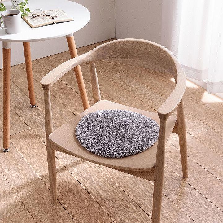 イケヒコ チェアパッド 円形 スレッド約35cm丸 もこもこ シャギー