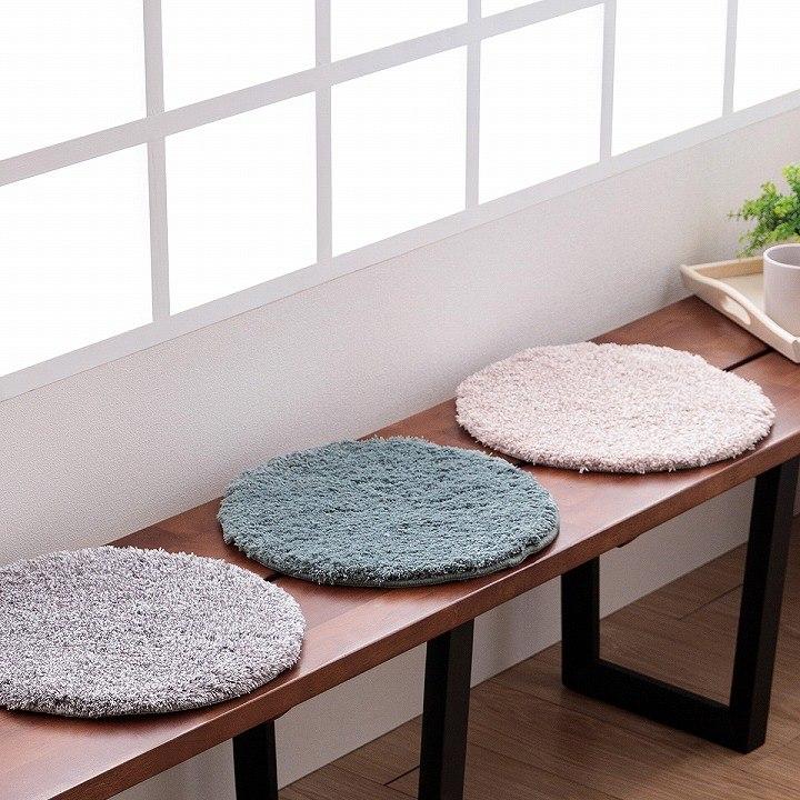 イケヒコ チェアパッド 円形 スレッド約35cm丸 もこもこ シャギー
