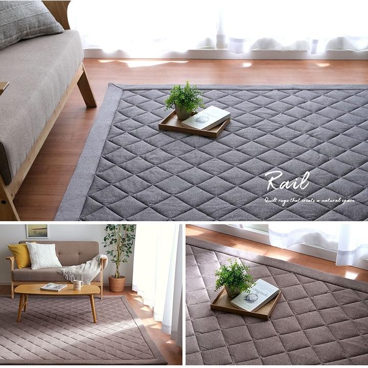 ラグ 洗える キルトラグ オールシーズン 長方形 デニム調ラグ レイル2