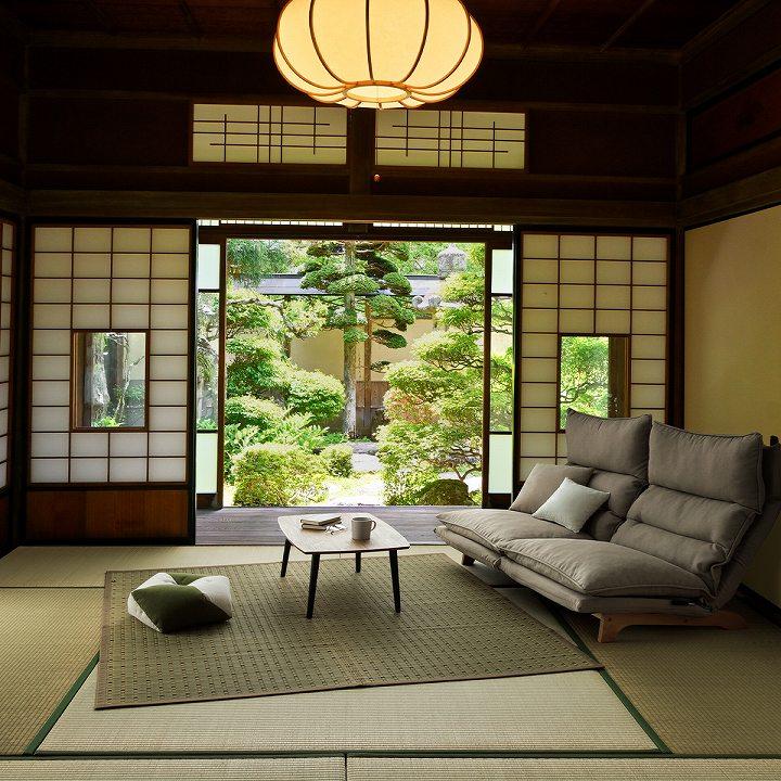 イケヒコ い草 カーペット ござ 上敷き 小夏 江戸間 6畳 花ござ 掛川織