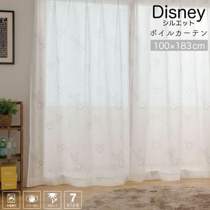 レースカーテン ディズニー Uvカット ミラー加工 Disney シルエットボイル 既製品 幅100 丈1cm 2枚組 遮熱 保温 ミッキーマウス Uni 新生活 アイズインテリア Yahoo 店 通販 Yahoo ショッピング