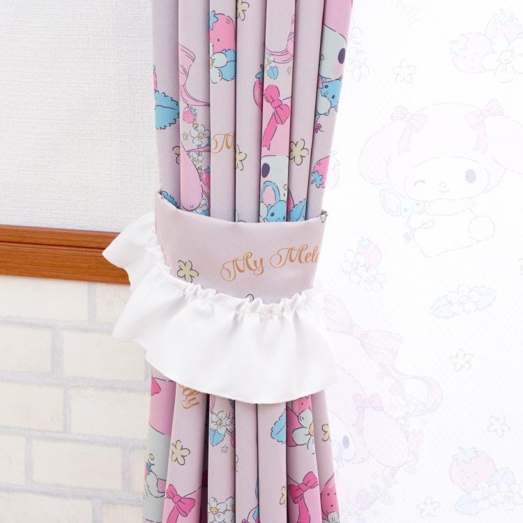 100×135cm 4枚組 サンリオ マイメロディ ふわふわぬいぐるみ シリーズ マイメロ 3級 遮光カーテン と ミラーレース カーテン 4枚セット | マイメロディ | 02