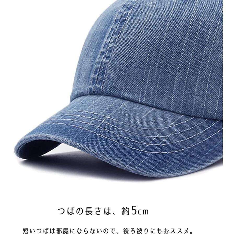 短つば デニム キャップ ショートブリム コットン100% メンズ