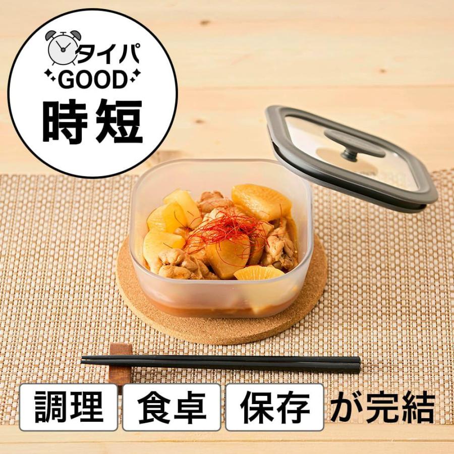 evercook 正規品 エバークック 電子レンジ 調理器具 ガラス製 スクエア