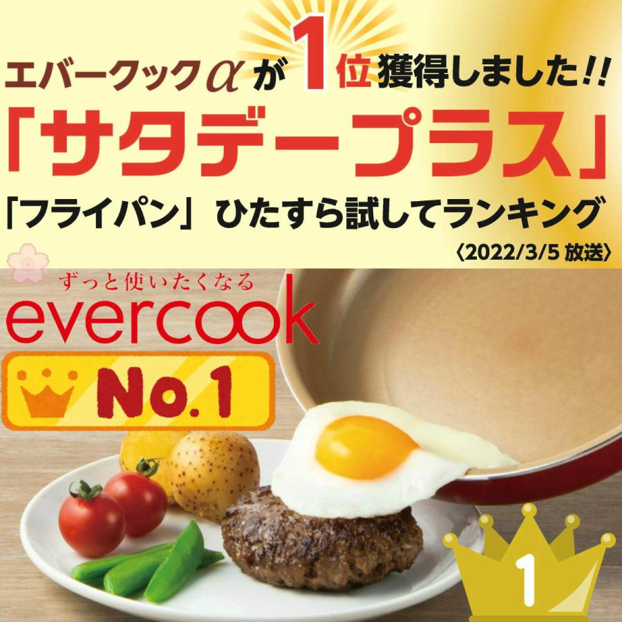 エバークック IH対応 フライパン 22cm EIFP22RD2 レッド | ガス火対応 全熱源対応 evercook 500日保証｜i-shop-sakura｜02