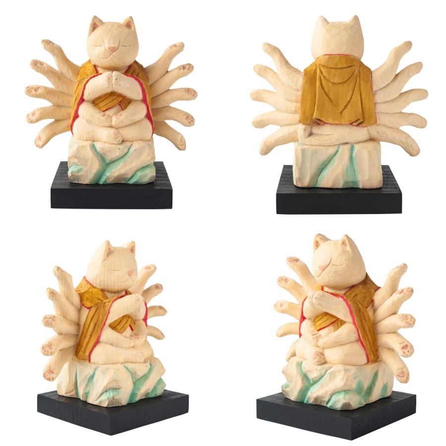 猫buddha にゃんぶっだ 千手観音 子(ねずみ)年の守護本尊 十二支御守り本尊 木彫 縁起物 T00537 MORITAの画像