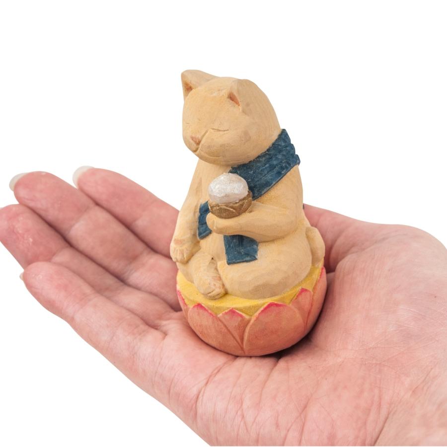 猫buddha にゃんぶっだ 虚空蔵菩薩 丑(うし)年と寅(とら)年の守護本尊 十二支御守り本尊 木彫 縁起物 T00538 MORITAの画像