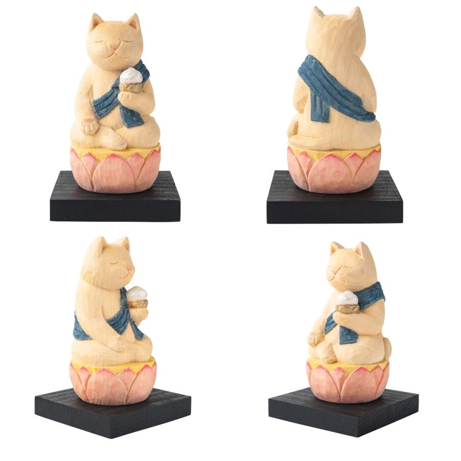 猫buddha にゃんぶっだ 虚空蔵菩薩 丑(うし)年と寅(とら)年の守護本尊 十二支御守り本尊 木彫 縁起物 T00538 MORITAの画像