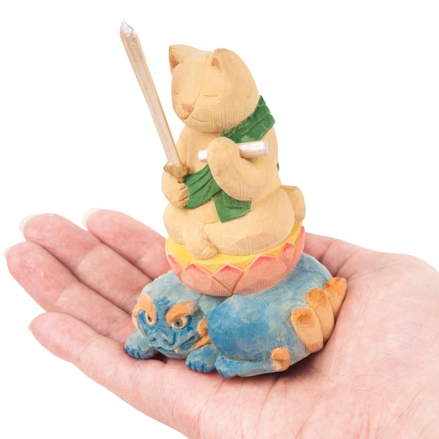 猫buddha にゃんぶっだ 文殊菩薩 卯(うさぎ)年の守護本尊 十二支御守り本尊 木彫 縁起物 T00539 MORITAの画像