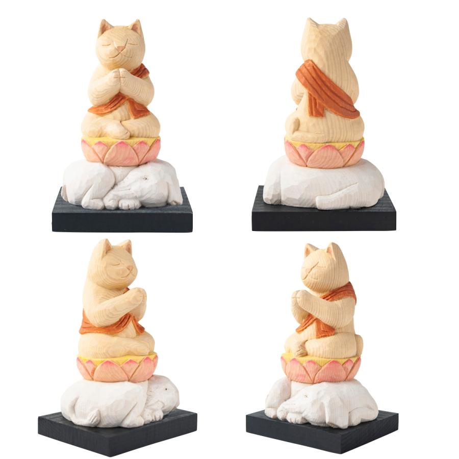 猫buddha にゃんぶっだ 普賢菩薩 辰(たつ)年と巳(へび)年の守護本尊 十二支御守り本尊 木彫 縁起物 T00540 MORITAの画像