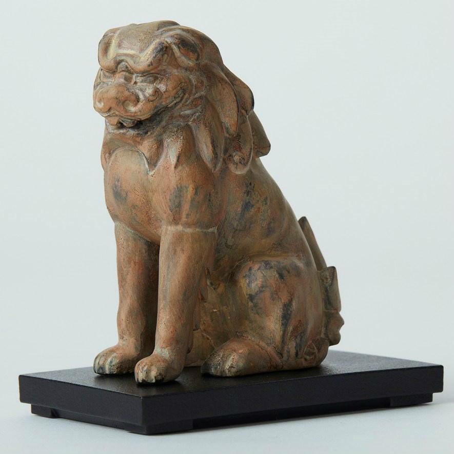WOOD 獅子 しし TW3536 | 約90(H)×54(W)×83(D)mm 90g 木製 仏像 イスム 