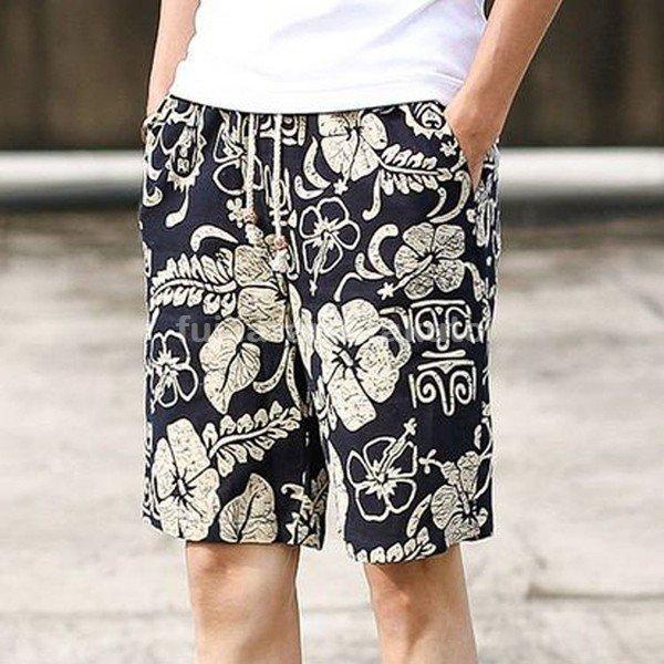 浜辺パンツハーフパンツ花柄パンツメンズ短パン海パンツ半ズボンウエスト紐ストレートパンツショーパン大きいサイズ Oqnvfjjblv ファッション Sprintmart Com