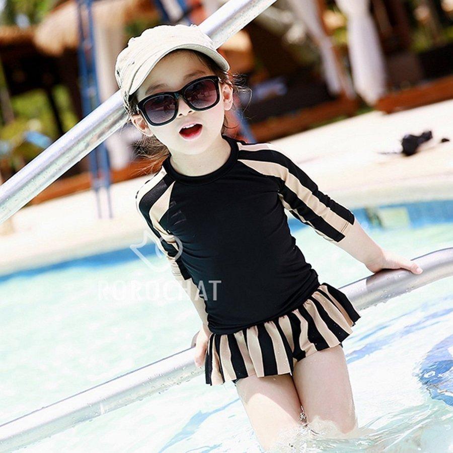 超新作 ラッシュガード 子供 水着セット ラッシュガード キッズ 女の子 子供水着 キッズ 水着セット 子供用 女の子 水着 3点セット ラッシュガード 上下セット 日焼け対策 紫外線対策 ストライプ ブラック ピンク Www Threeriversofs Com