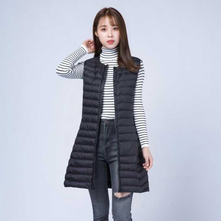 冬バーゲン ダウンベスト ロング 軽量 薄手 ロング 無地 ノーカラー アウター キルティング ライトダウン インナーダウン ダウンジャケット レディース ダウンベスト カラー ブラック Www Onsecrettrails Com