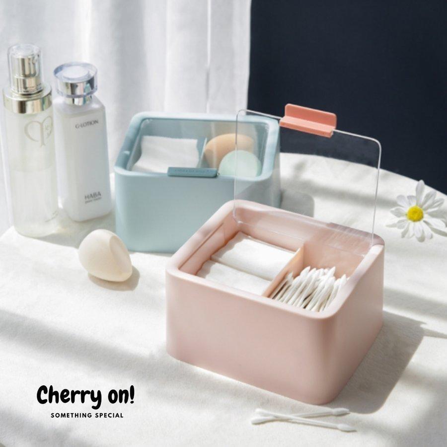 I ショップふた付き コットンケース 綿棒収納 おしゃれ シンプル 白色 ピンク色 小物入れ 新生活 洗面所 化粧面 美容雑貨 かわいい 北欧風 化粧品 ケース 洗面台収納