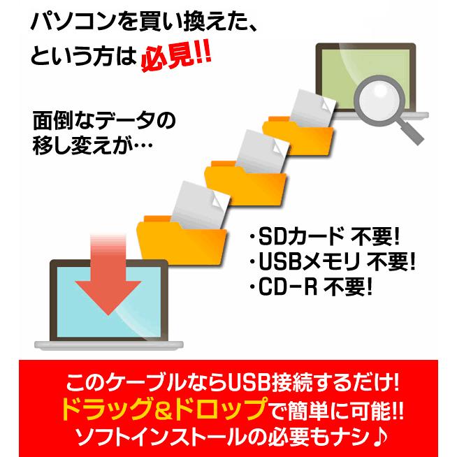 リンクケーブル USB データ移動 転送 パソコン 2台 共有 ドラッグ＆ドロップ 簡単 PCデータ 高速 引っ越し ソフト内蔵 Windows Mac N◇ USBデータリンクケーブル｜i-shop777｜06