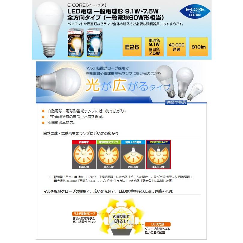 東芝 Toshiba 一般電球形 全方向タイプ E Core イー コア 60w形相当 810lm E26口金 電球色 Led電球 まとめ買いok 最安セール Lda8l G 60w 8l I Shop7 通販 Yahoo ショッピング