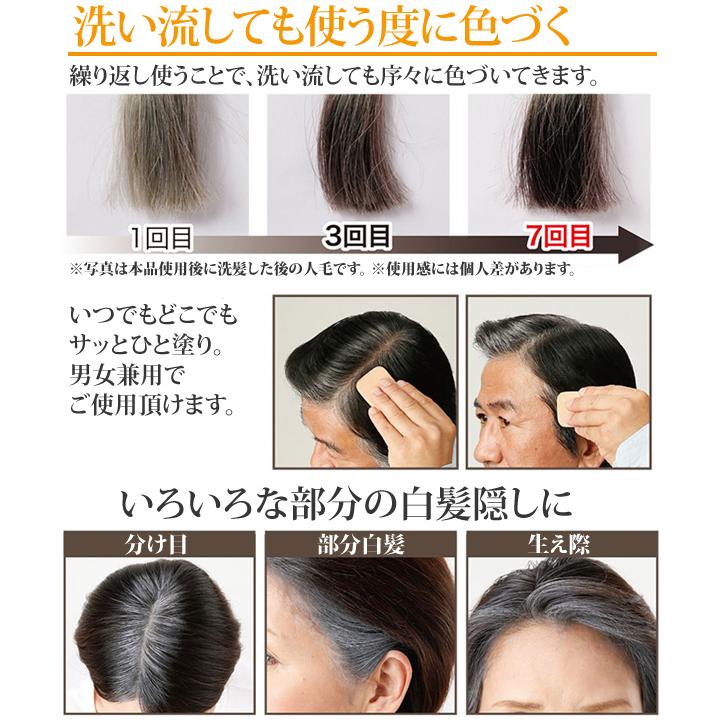 白髪染め 男性用 女性用 ヘアカラー ミラー付 ファンデーション 日本製 お出かけ前 ひと塗り ナチュラルブラック 髪に優しい メンズ レディース 髪用ファンデ 0702 Siraga I Shop7 通販 Yahoo ショッピング