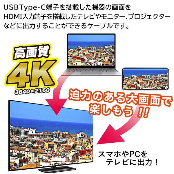 Type C搭載 Hdmiケーブル 高画質4k スマホ映像を大画面 テレビ出力 Iphone Ipad 迫力 ミラーリングケーブル 2m インストール不要 変換ケーブル T Cケーブルdl 20210519 Tc I Shop7 通販 Yahoo ショッピング